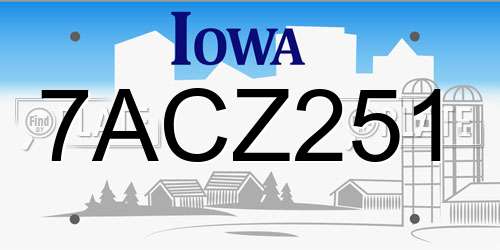 7ACZ251 Iowa License Plate