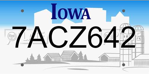 7ACZ642 Iowa License Plate