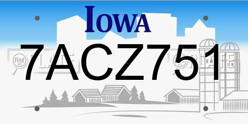 7ACZ751 Iowa License Plate