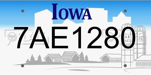 7AE1280 Iowa License Plate