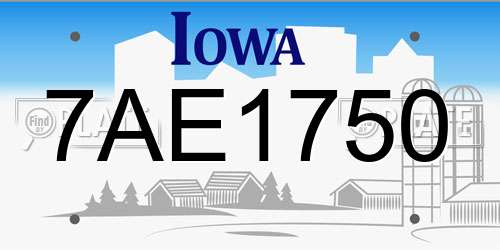 7AE1750 Iowa License Plate