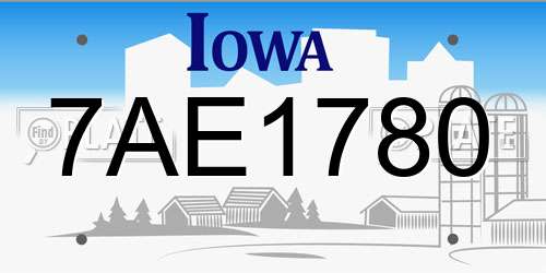 7AE1780 Iowa License Plate