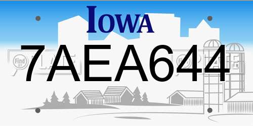 7AEA644 Iowa License Plate