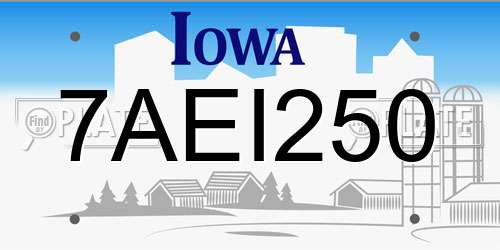 7AEI250 Iowa License Plate
