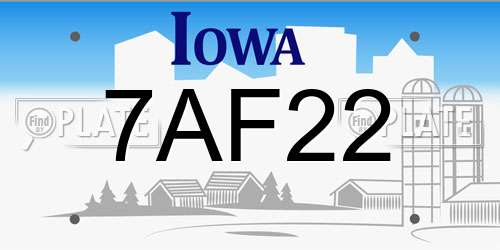 7AF22 Iowa License Plate