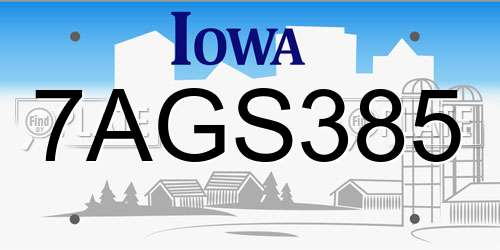 7AGS385 Iowa License Plate