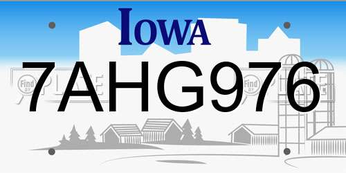 7AHG976 Iowa License Plate