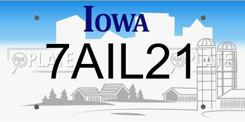 7AIL21 Iowa License Plate