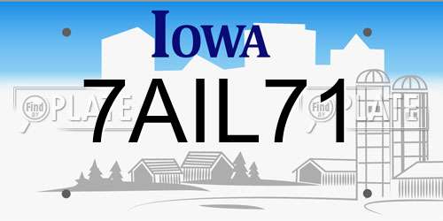 7AIL71 Iowa License Plate
