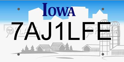7AJ1LFE Iowa License Plate