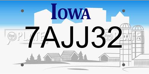 7AJJ32 Iowa License Plate