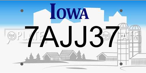 7AJJ37 Iowa License Plate