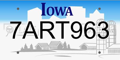 7ART963 Iowa License Plate