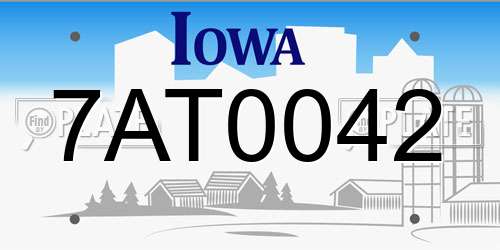 7AT0042 Iowa License Plate