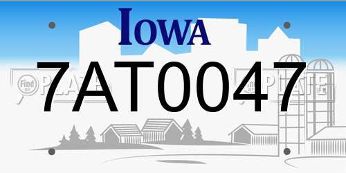 7AT0047 Iowa License Plate