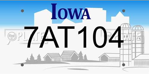 7AT104 Iowa License Plate