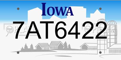 7AT6422 Iowa License Plate
