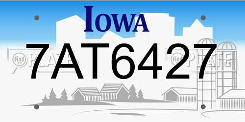 7AT6427 Iowa License Plate