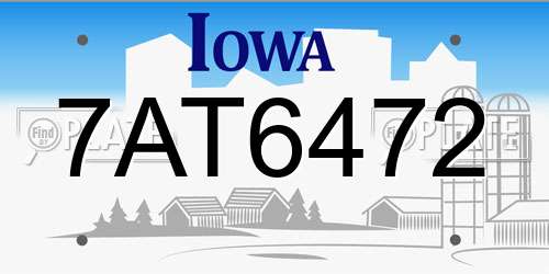 7AT6472 Iowa License Plate