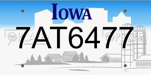 7AT6477 Iowa License Plate