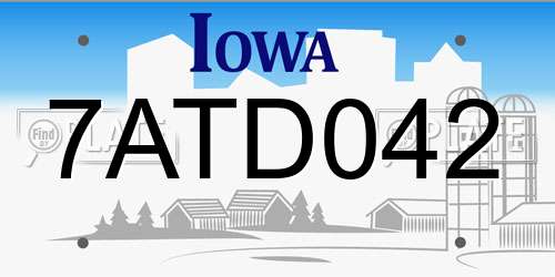 7ATD042 Iowa License Plate