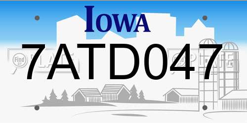 7ATD047 Iowa License Plate