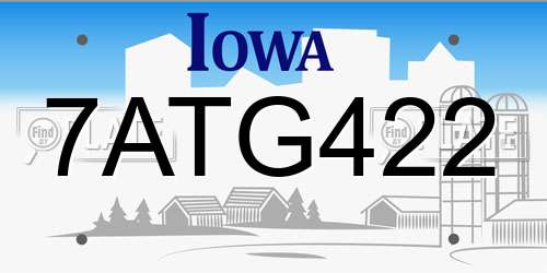 7ATG422 Iowa License Plate