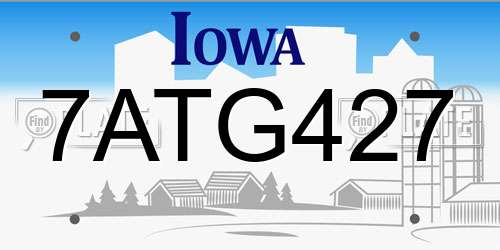 7ATG427 Iowa License Plate