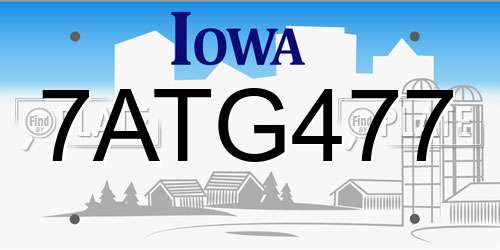 7ATG477 Iowa License Plate