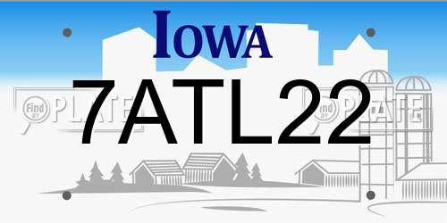 7ATL22 Iowa License Plate