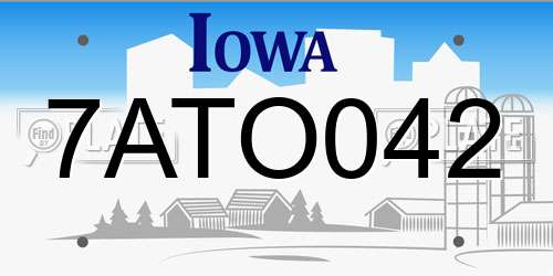 7ATO042 Iowa License Plate