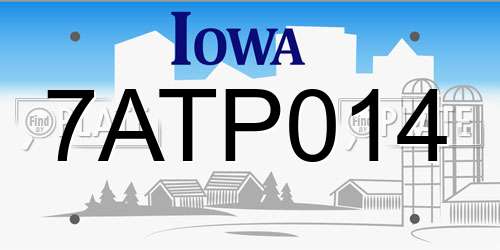 7ATP014 Iowa License Plate