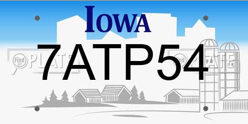 7ATP54 Iowa License Plate