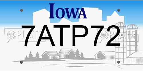 7ATP72 Iowa License Plate