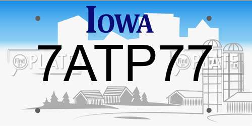 7ATP77 Iowa License Plate