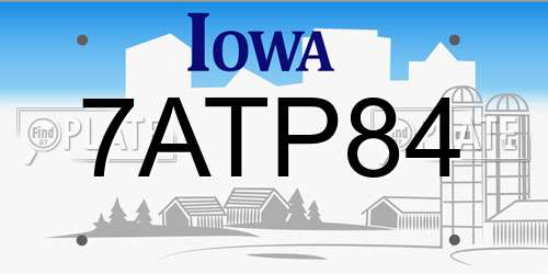 7ATP84 Iowa License Plate