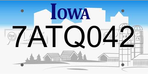 7ATQ042 Iowa License Plate
