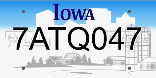 7ATQ047 Iowa License Plate