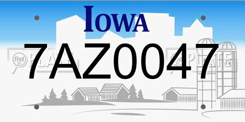 7AZ0047 Iowa License Plate