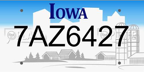 7AZ6427 Iowa License Plate