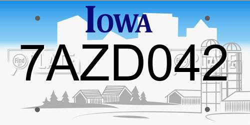 7AZD042 Iowa License Plate