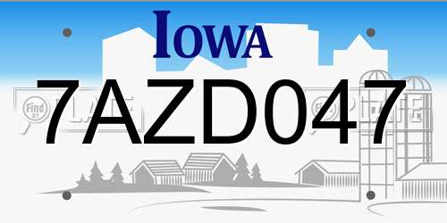 7AZD047 Iowa License Plate
