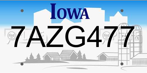 7AZG477 Iowa License Plate