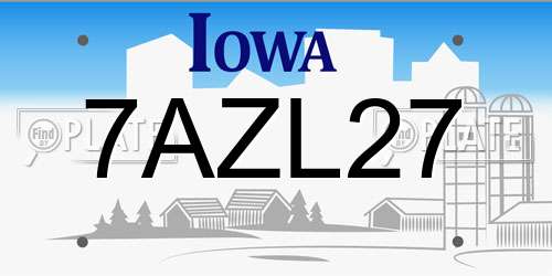 7AZL27 Iowa License Plate