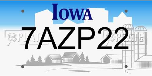 7AZP22 Iowa License Plate