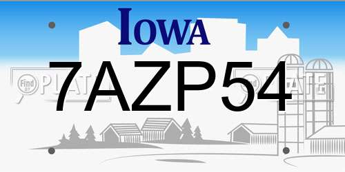 7AZP54 Iowa License Plate