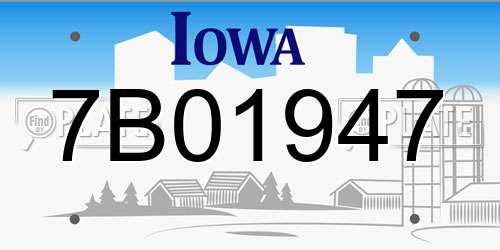 7B01947 Iowa License Plate