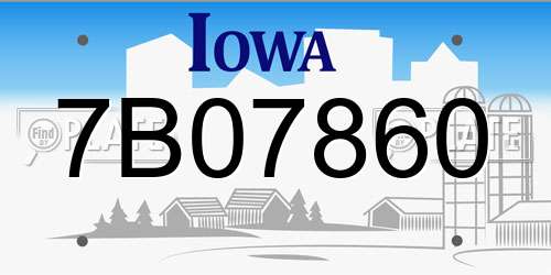 7B07860 Iowa License Plate