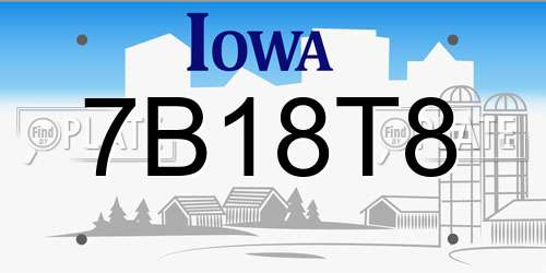 7B18T8 Iowa License Plate