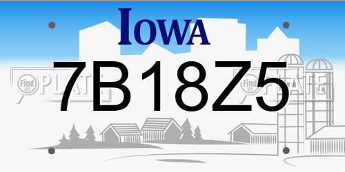 7B18Z5 Iowa License Plate
